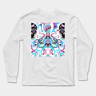 the magical kraken kaiju pattern art in ecopop wallpaper Long Sleeve T-Shirt